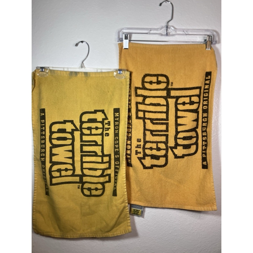 Lot Of 2 Vintage Terrible Towels Pittsburgh Steelers Myron Cope Official Gold